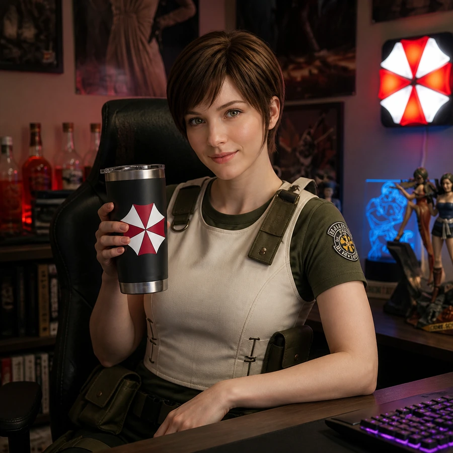 Umbrella Corporation Red and White Insulated Tumbler
