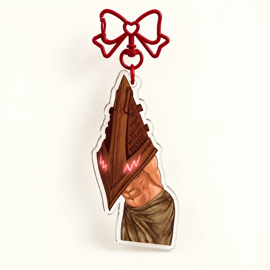 Pyramid Head Double-Sided Acrylic Charm with Red Bow Clasp