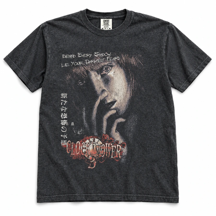 Clock Tower 3 Comfort Colors Shirt — Graphite, Size M