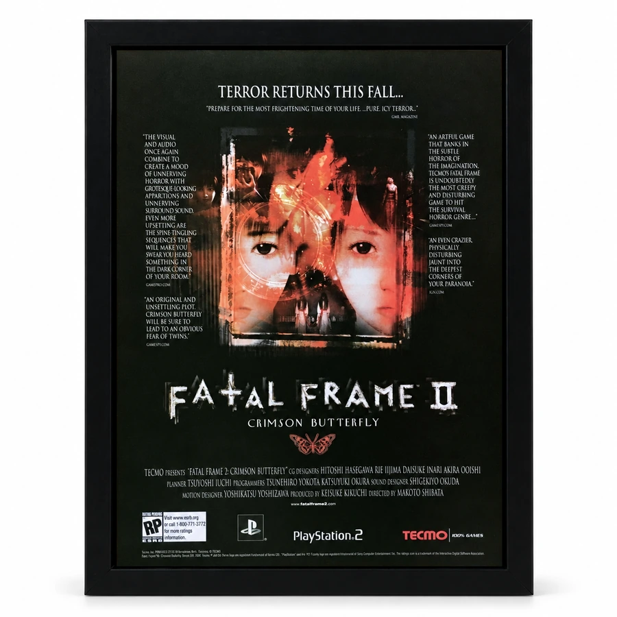 Fatal Frame II Framed Magazine Advertisement — 9.25 × 11.75-inch Frame
